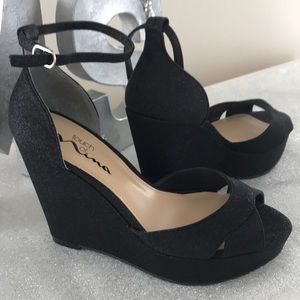 💜 Nina Black Glitter!!! Platform Heels